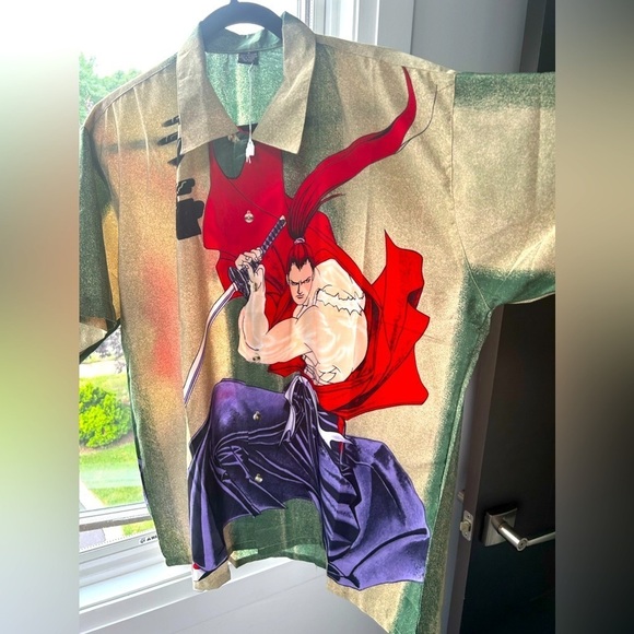 NWOT Mens Anime Samurai Button-Up Shirt S Fits Men’s M​​ - Picture 1 of 6
